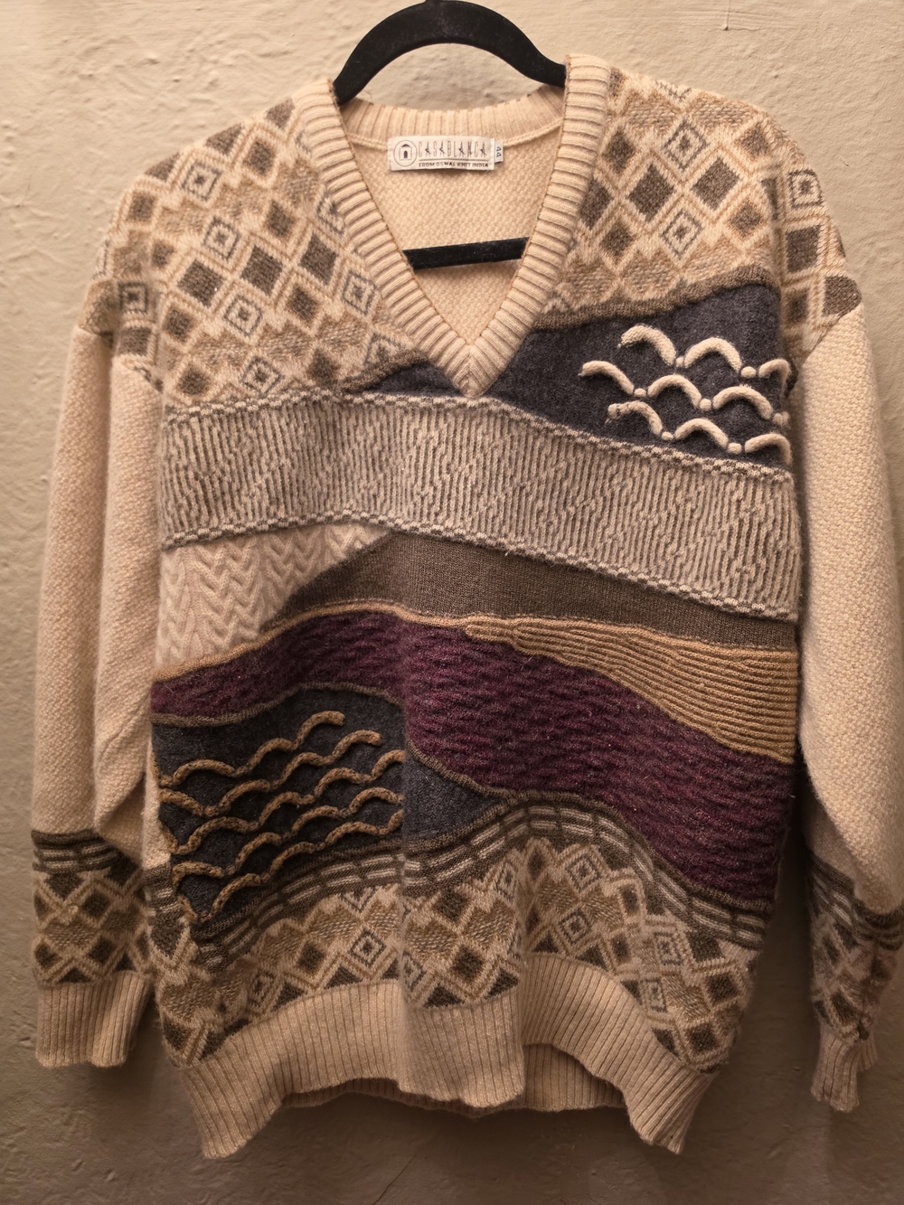 Vintage Casablanca Lambswool 3D Landscape Art Knit Sweater Size 44